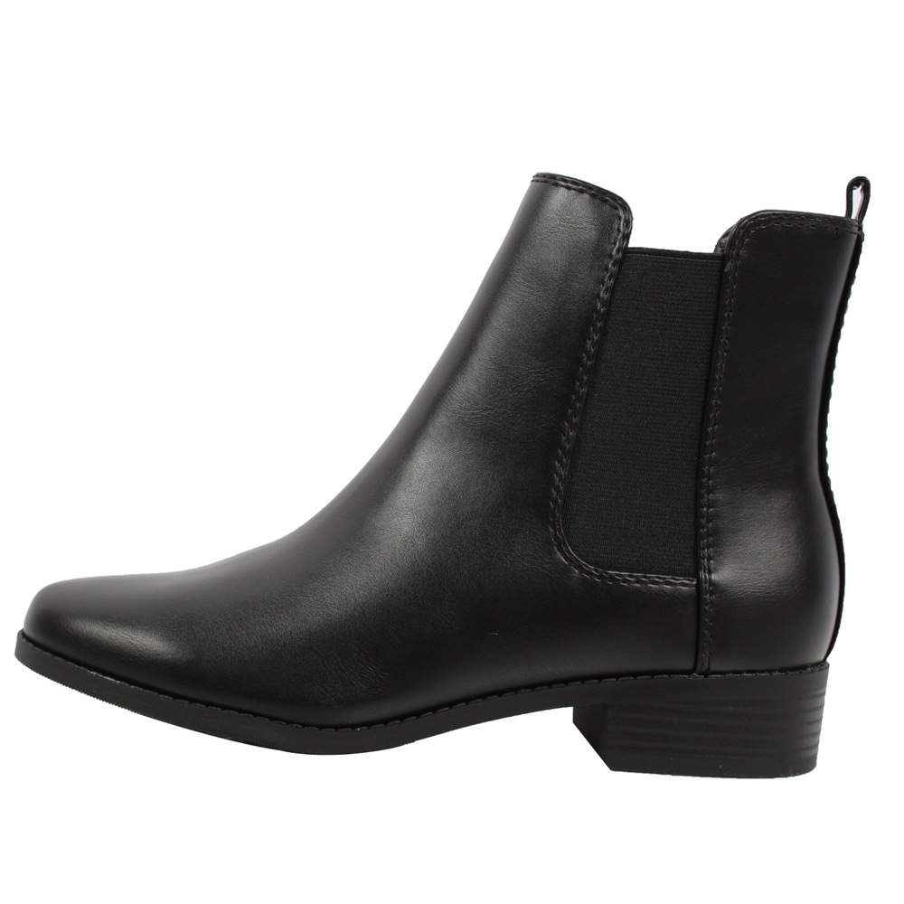 Black faux leather Chelsea Dress Short Boot - Picture 2 of 8